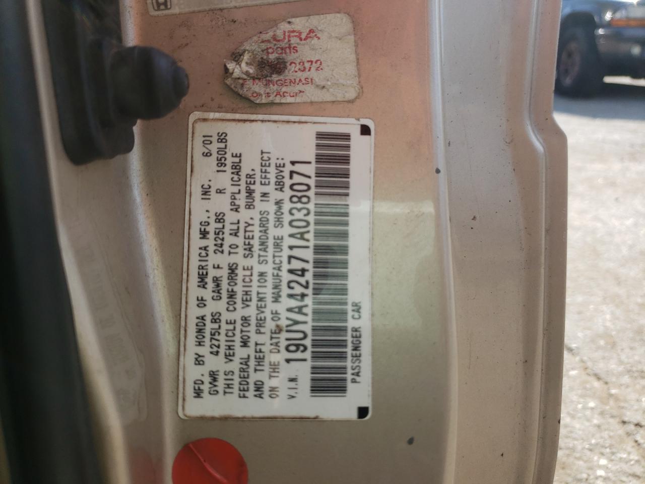 2001 Acura 3.2Cl VIN: 19UYA42471A038071 Lot: 59429884