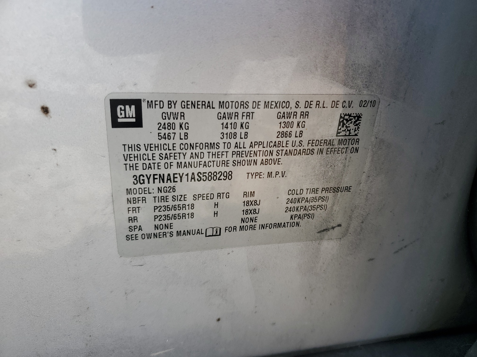 3GYFNAEY1AS588298 2010 Cadillac Srx Luxury Collection