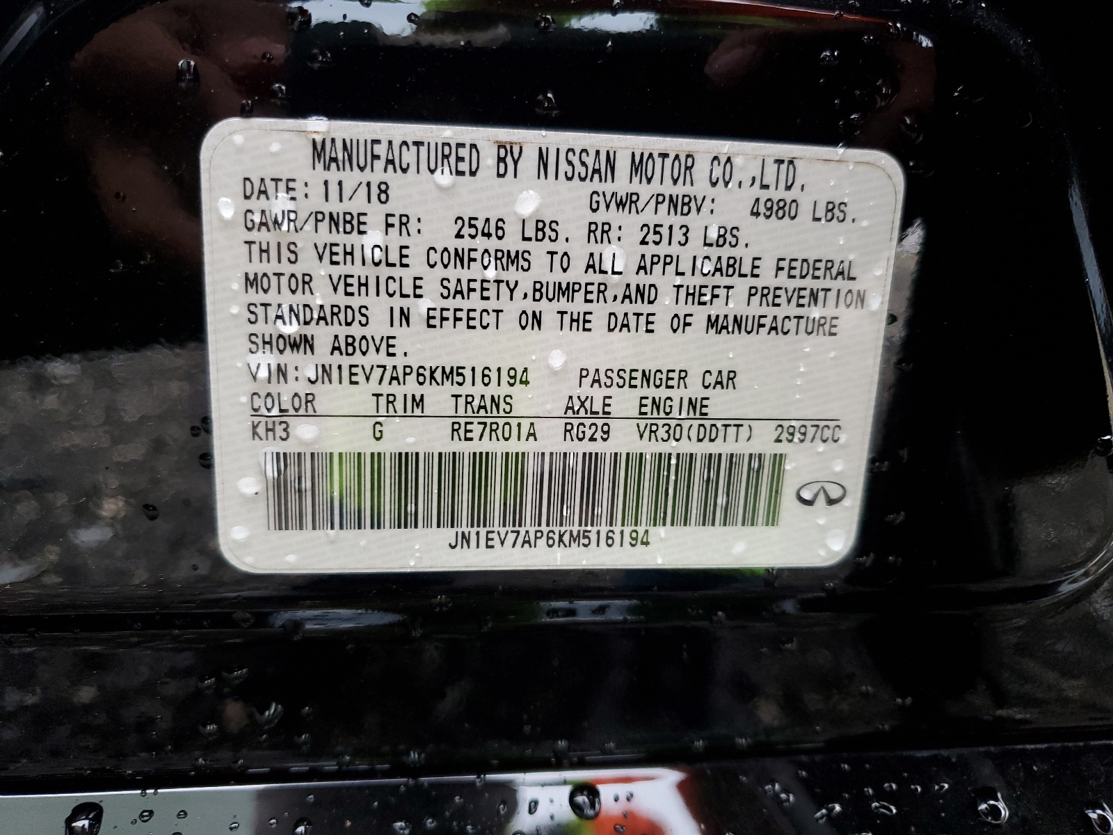 JN1EV7AP6KM516194 2019 Infiniti Q50 Luxe