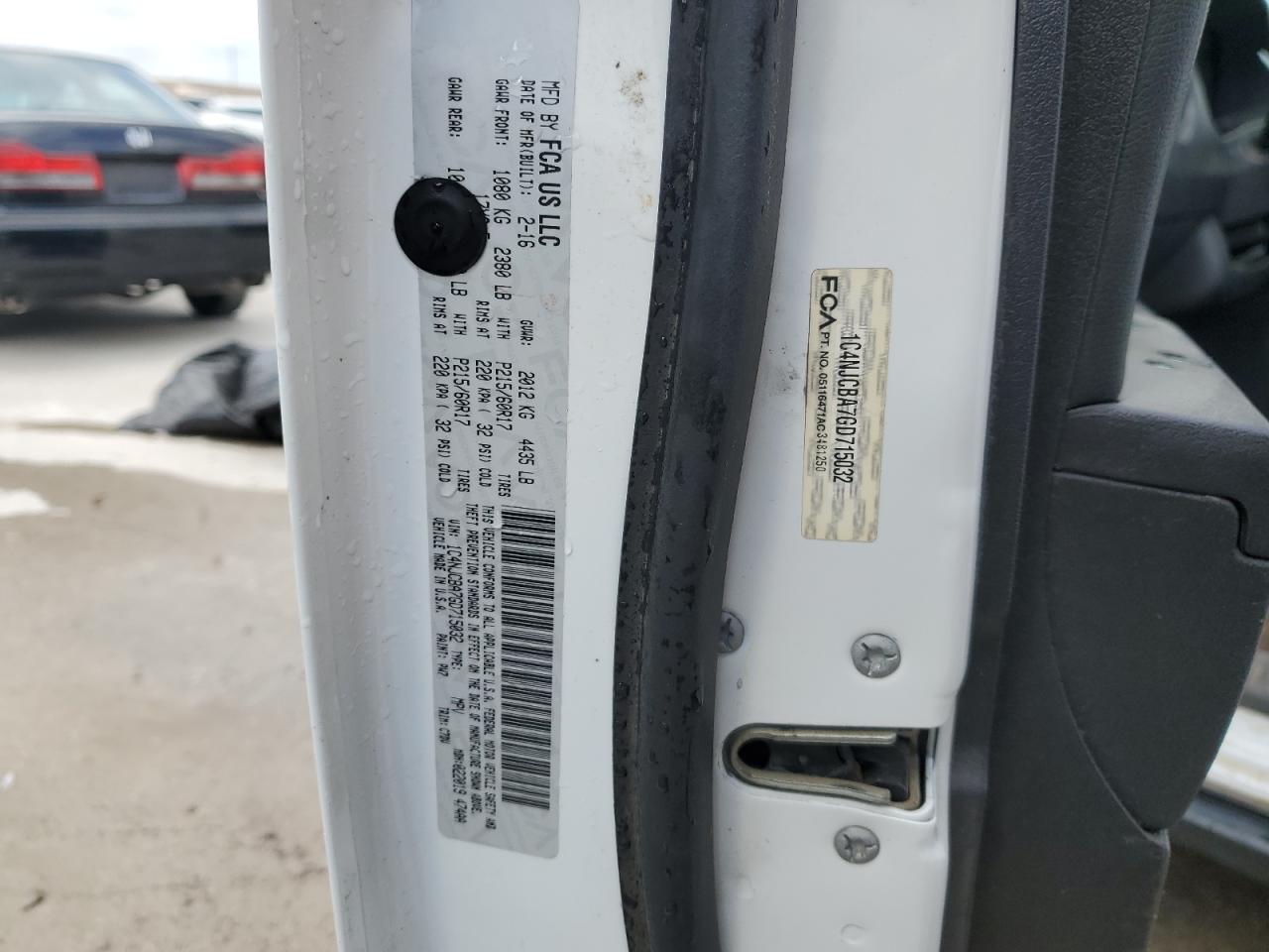 2016 Jeep Compass Sport VIN: 1C4NJCBA7GD715032 Lot: 59460754