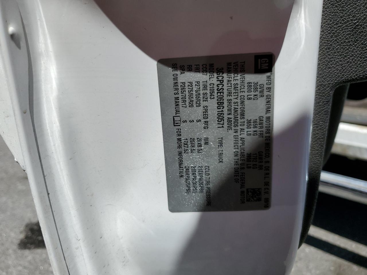 2011 Chevrolet Silverado C1500 Lt VIN: 3GCPCSE06BG160571 Lot: 59888854