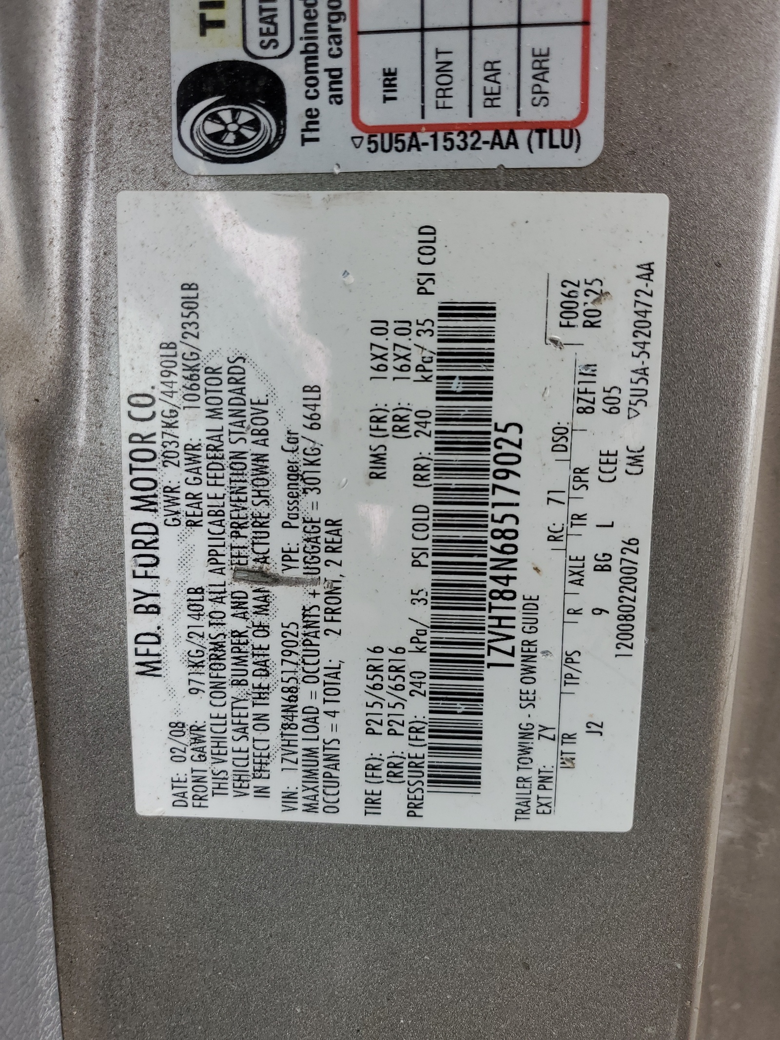 1ZVHT84N685179025 2008 Ford Mustang