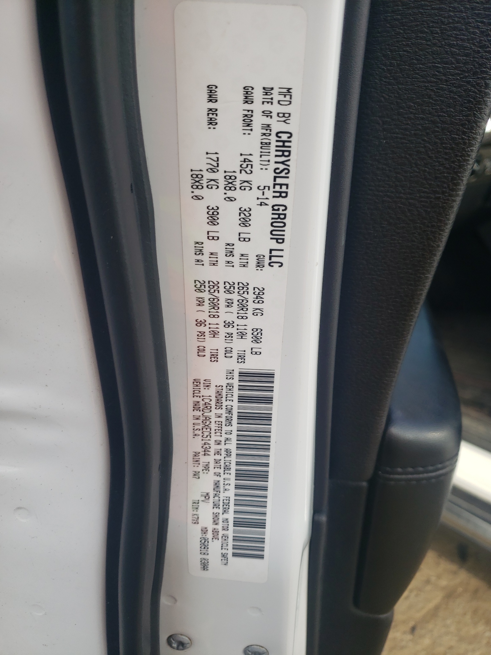 1C4RDJAGXEC514344 2014 Dodge Durango Sxt