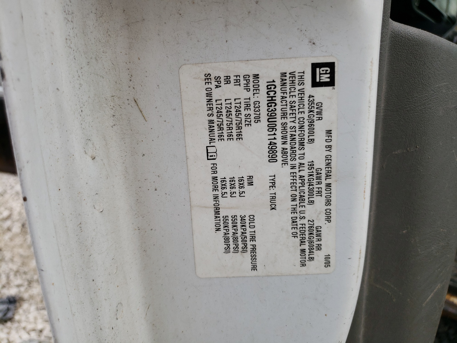 1GCHG39U061149890 2006 Chevrolet Express G3500