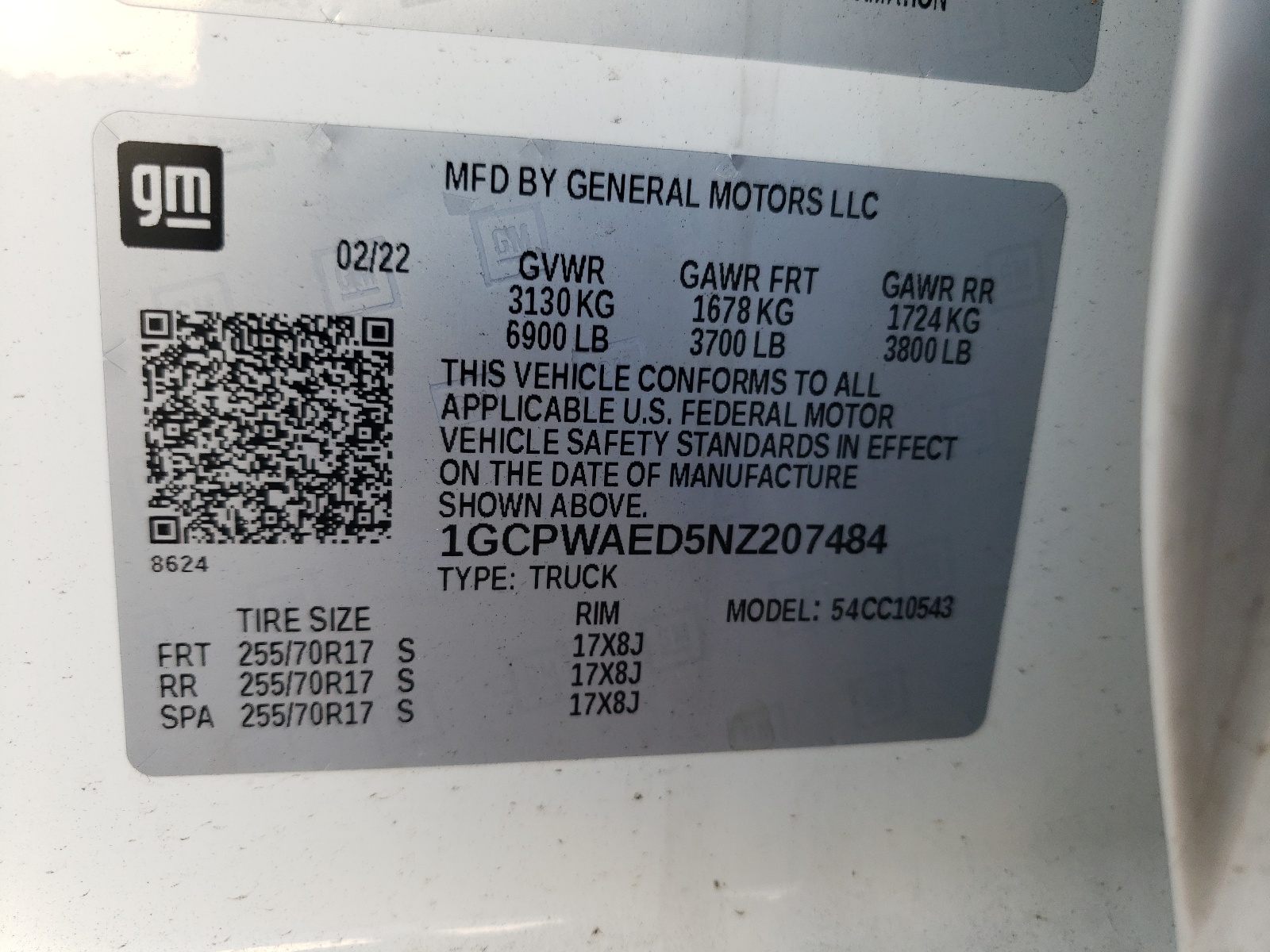 1GCPWAED5NZ207484 2022 Chevrolet Silverado Ltd C1500