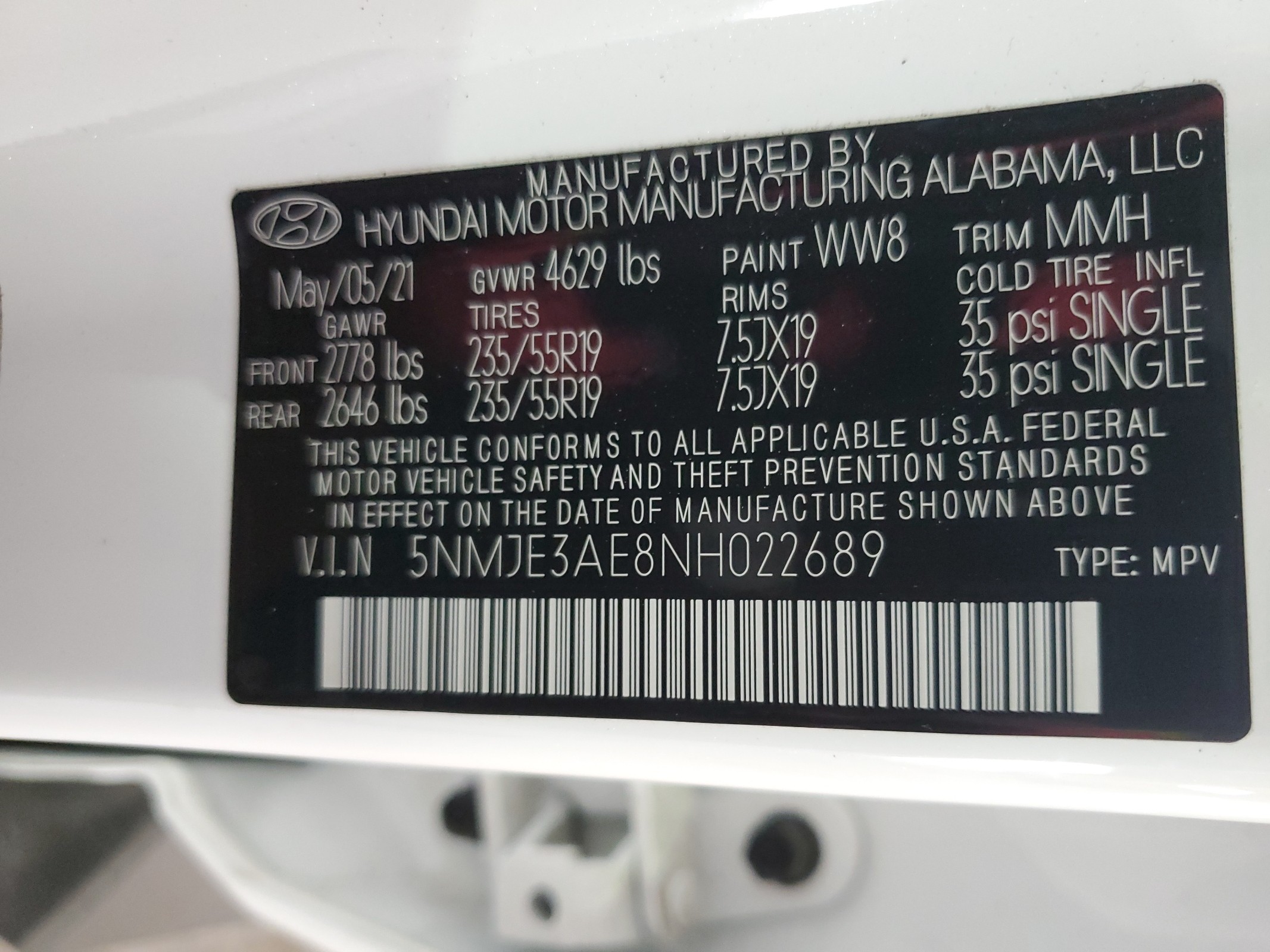 5NMJE3AE8NH022689 2022 Hyundai Tucson Limited