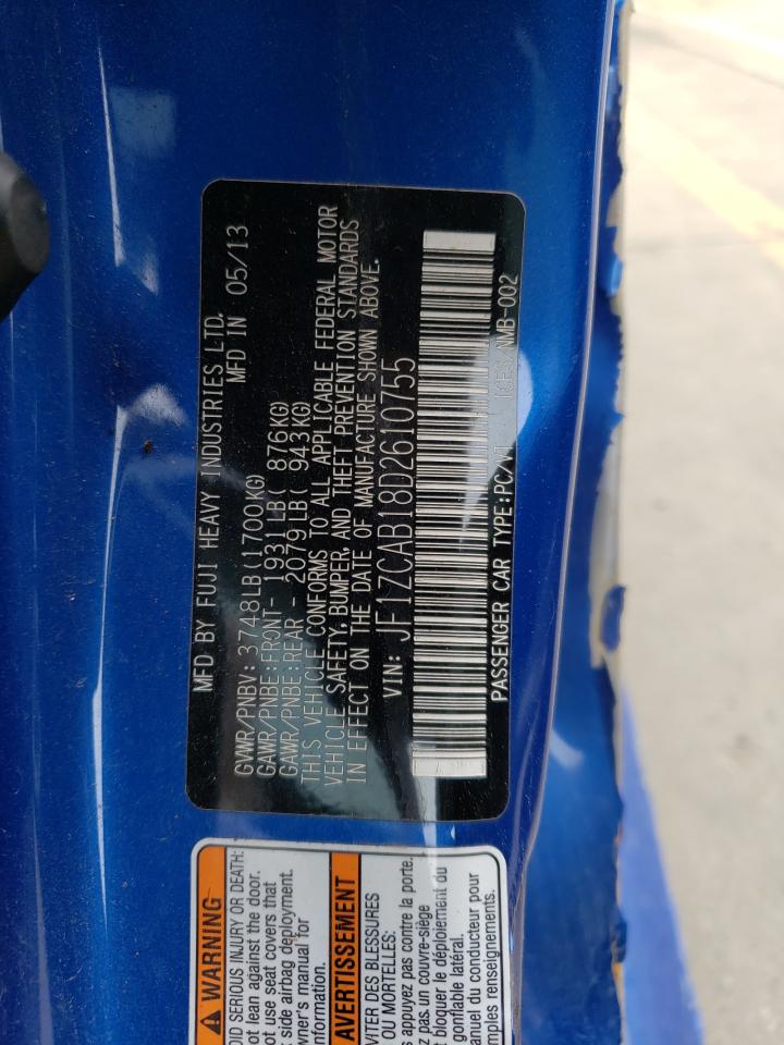 2013 Subaru Brz 2.0 Premium VIN: JF1ZCAB18D2610755 Lot: 59225724