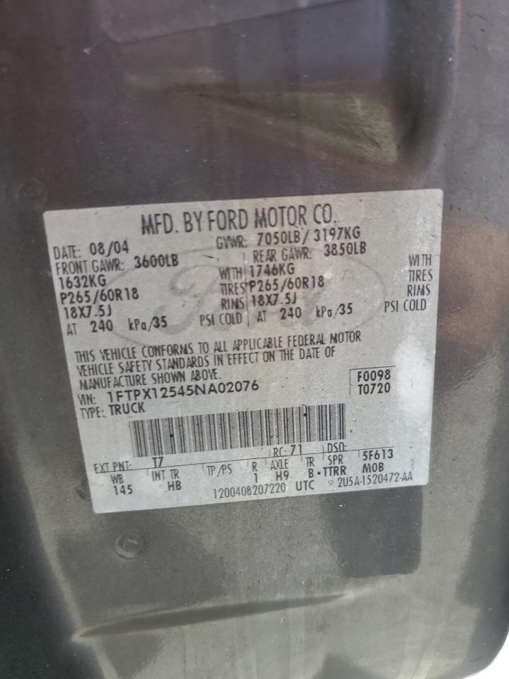 2005 Ford F150 VIN: 1FTPX12545NA02076 Lot: 58756034