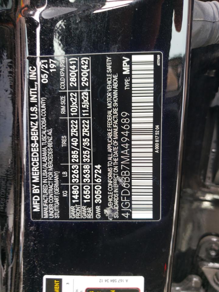 2021 Mercedes-Benz Gle Coupe Amg 53 4Matic VIN: 4JGFD6BB7MA494689 Lot: 57126414