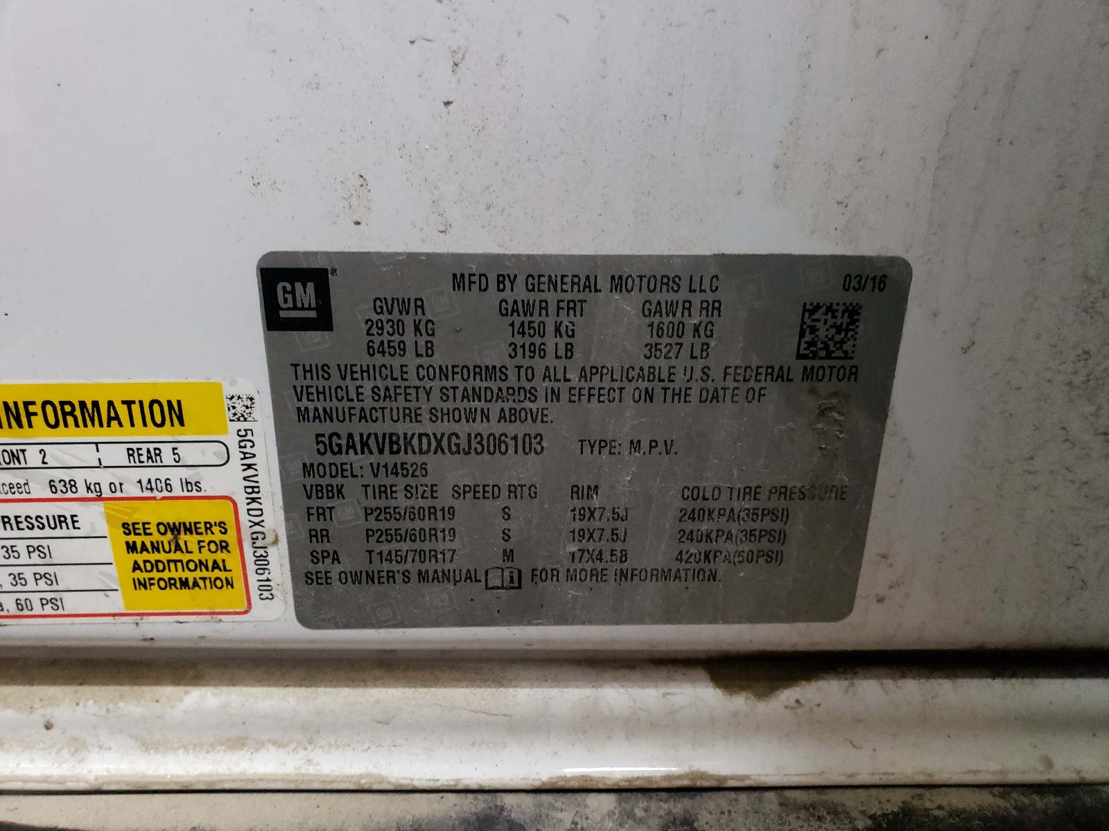 5GAKVBKDXGJ306103 2016 Buick Enclave