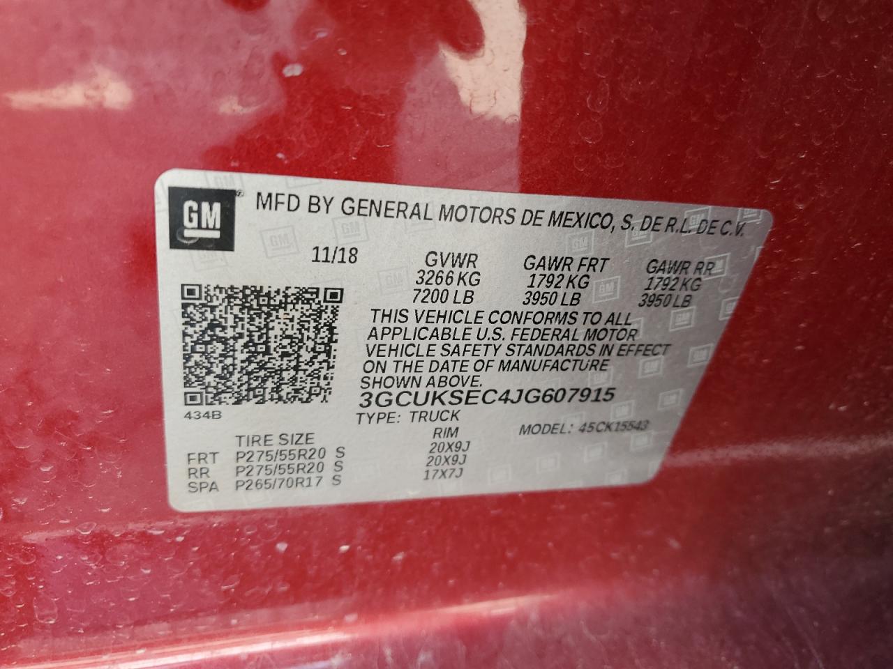 3GCUKSEC4JG607915 2018 Chevrolet Silverado K1500 Ltz