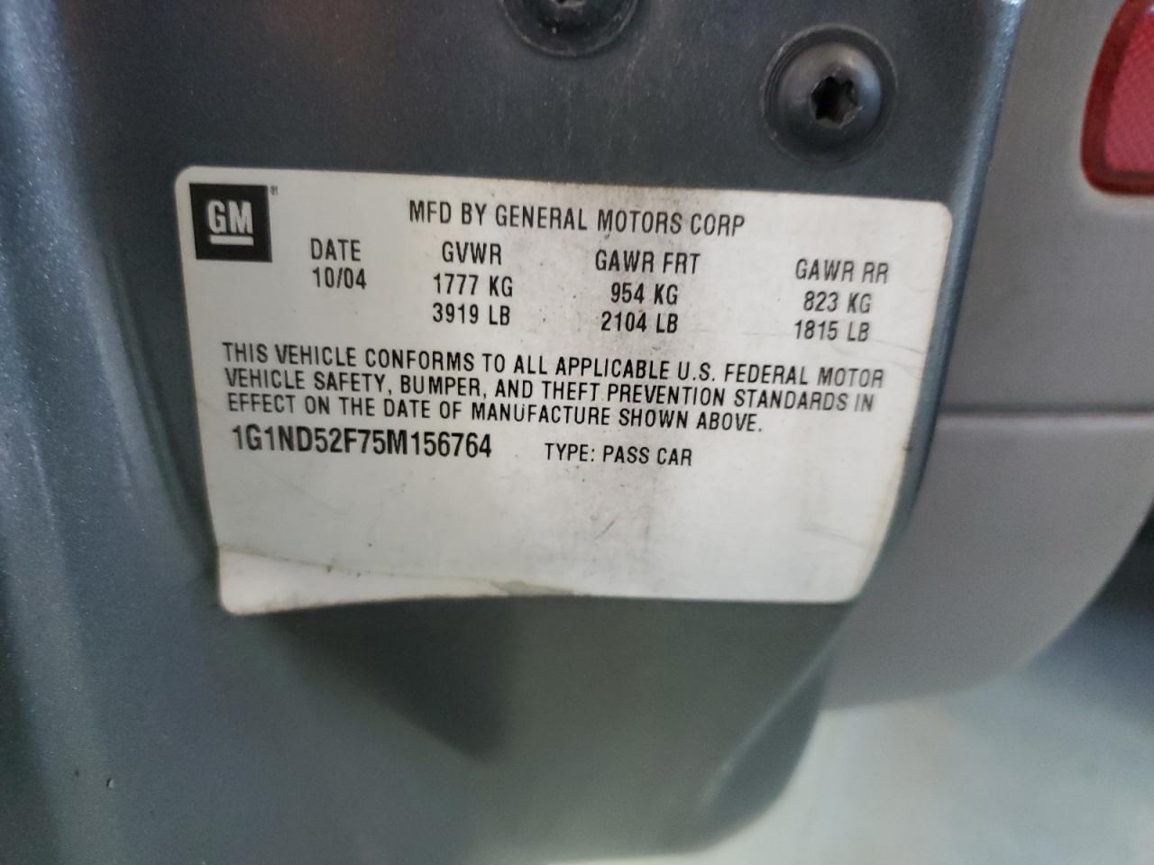 2005 Chevrolet Classic VIN: 1G1ND52F75M156764 Lot: 60113904