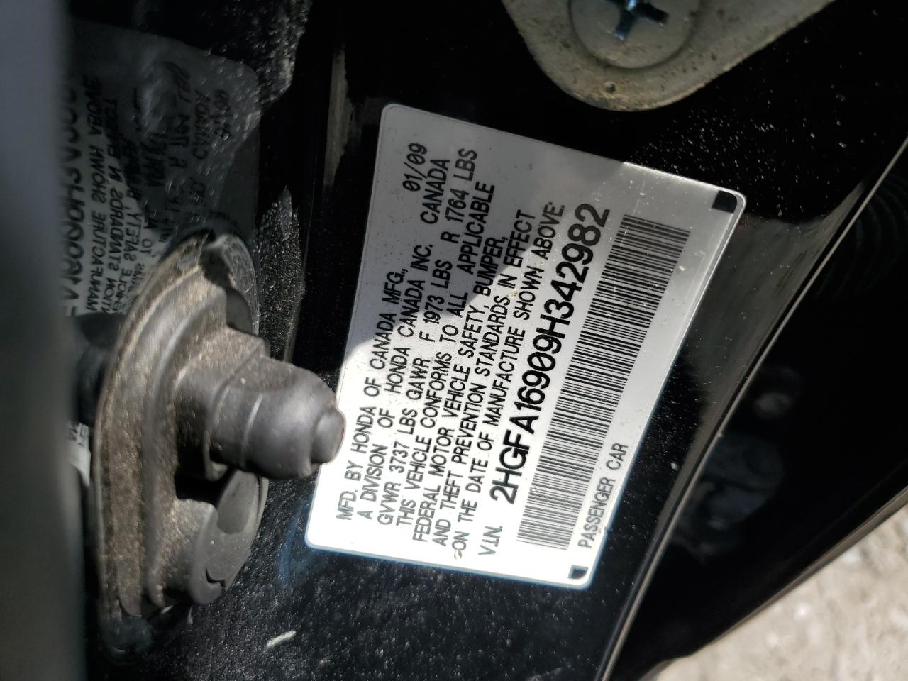 2009 Honda Civic Exl VIN: 2HGFA16909H342982 Lot: 58792774