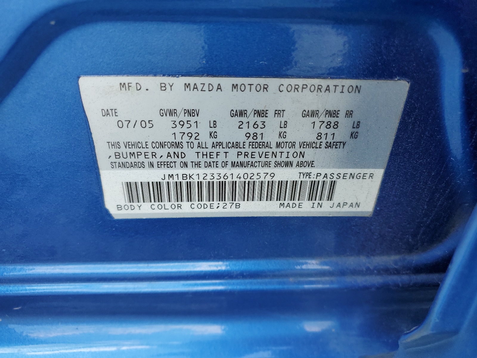 JM1BK123361402579 2006 Mazda 3 S