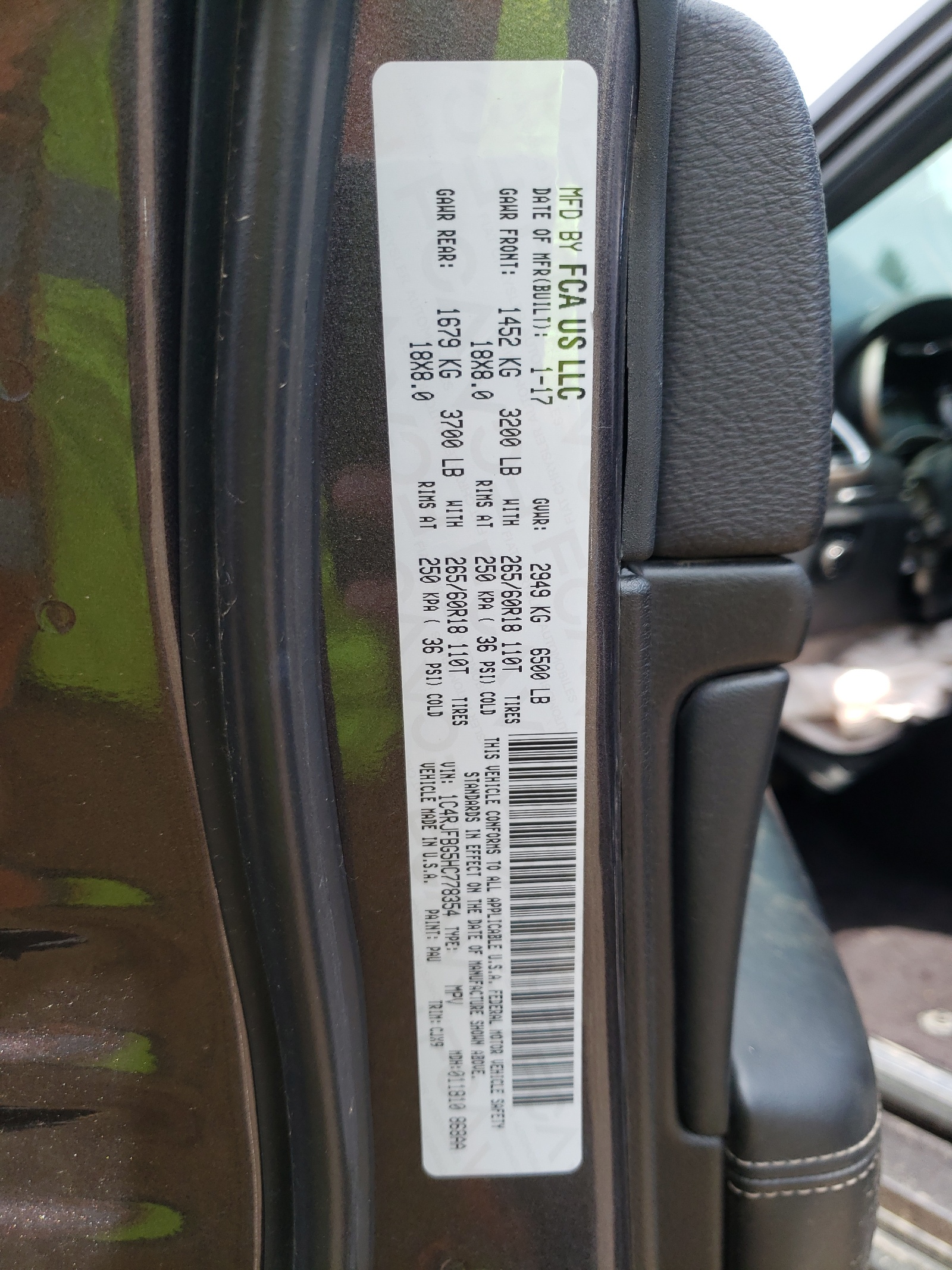 1C4RJFBG5HC778354 2017 Jeep Grand Cherokee Limited