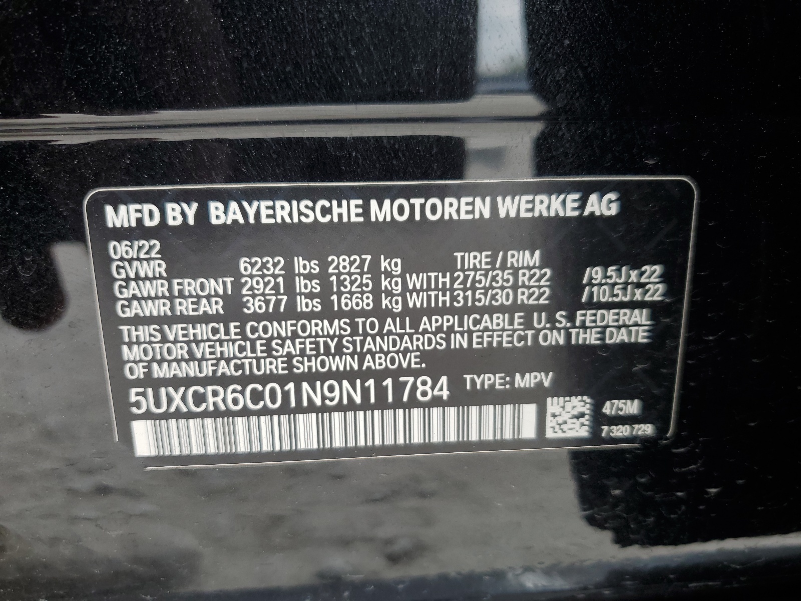 5UXCR6C01N9N11784 2022 BMW X5 xDrive40I