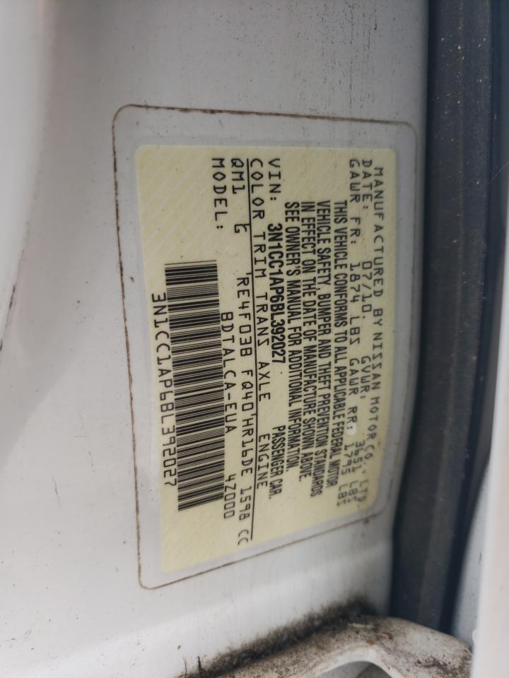 2011 Nissan Versa S VIN: 3N1CC1AP6BL392027 Lot: 57275894