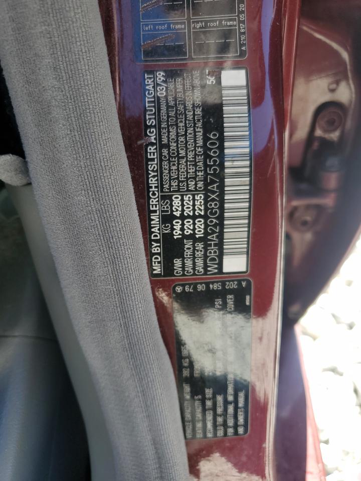 1999 Mercedes-Benz C 280 VIN: WDBHA29G8XA755606 Lot: 58413894