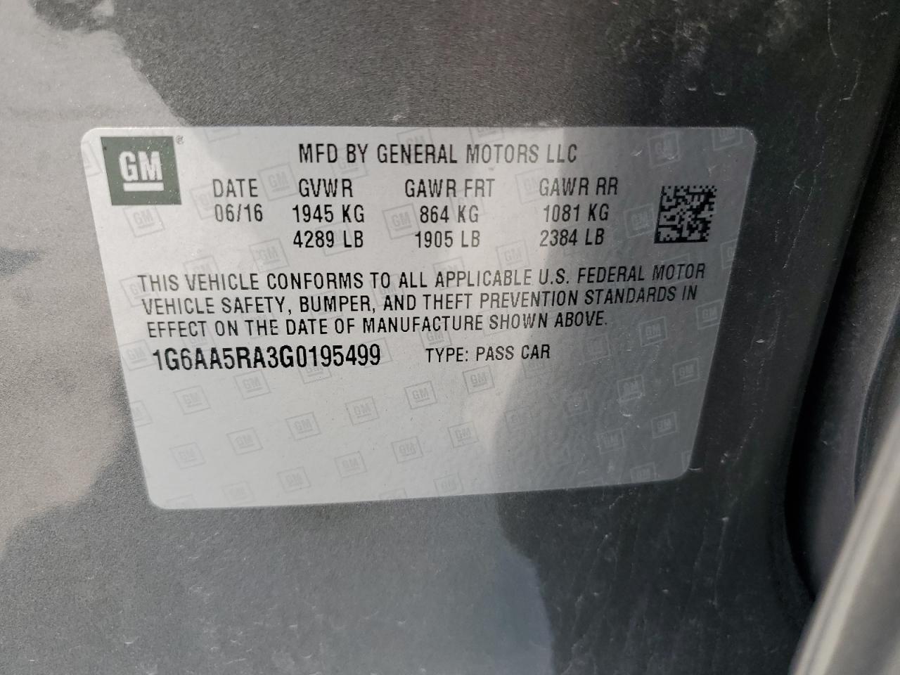 2016 Cadillac Ats VIN: 1G6AA5RA3G0195499 Lot: 58137244