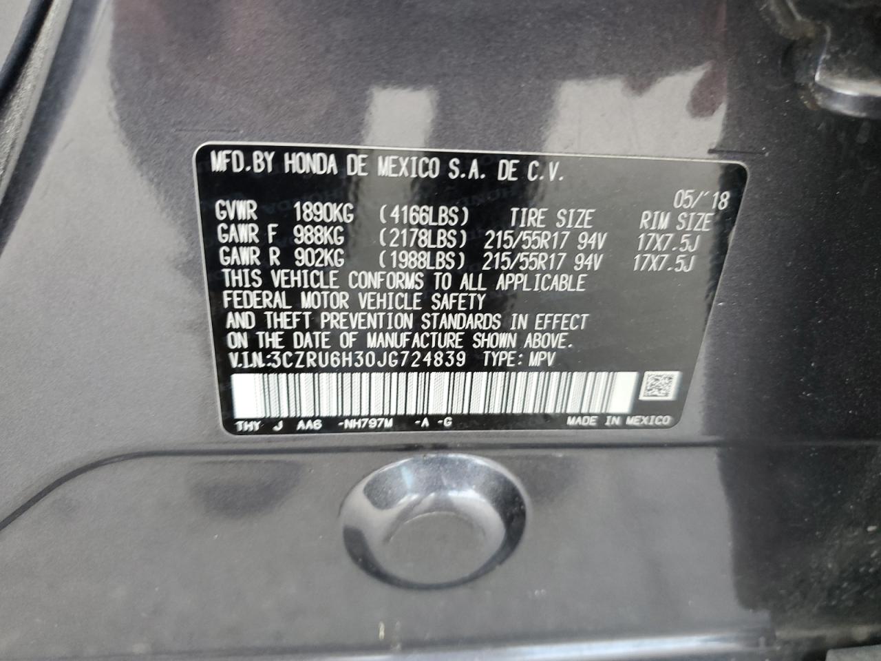 3CZRU6H30JG724839 2018 HONDA HR-V - Image 13