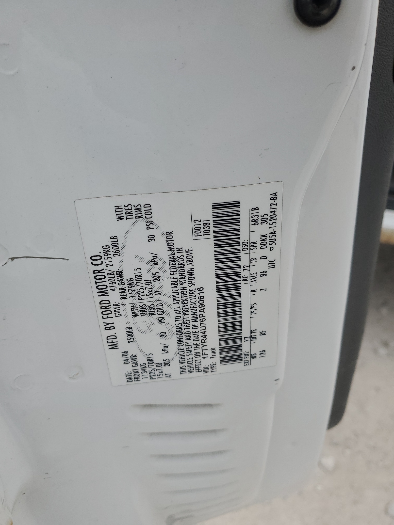 1FTYR44U76PA90616 2006 Ford Ranger Super Cab