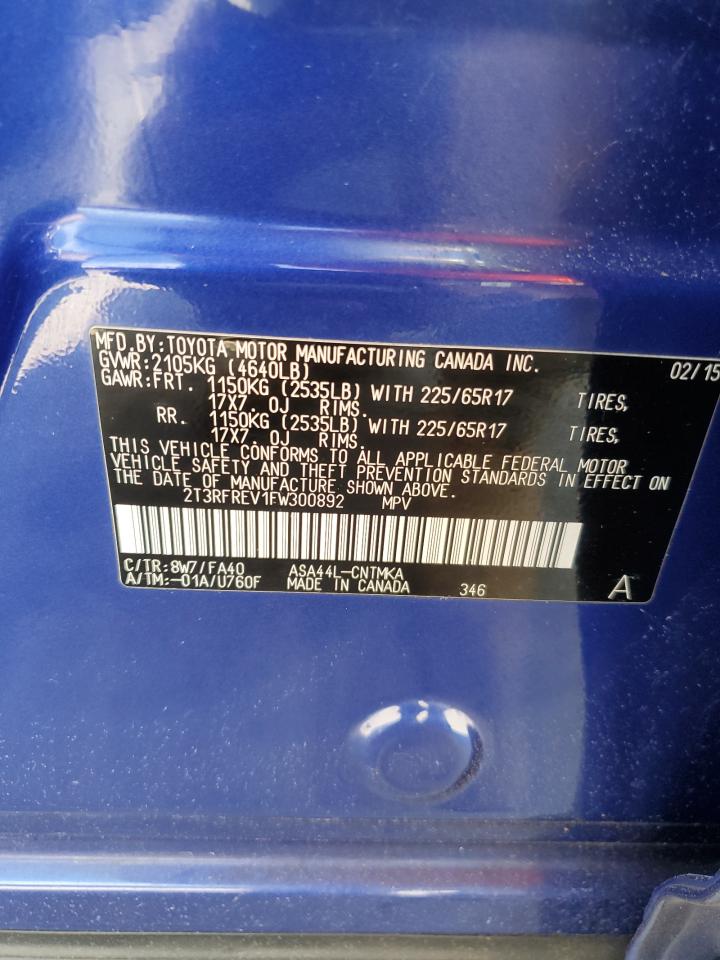 2015 Toyota Rav4 Xle VIN: 2T3RFREV1FW300892 Lot: 60098984