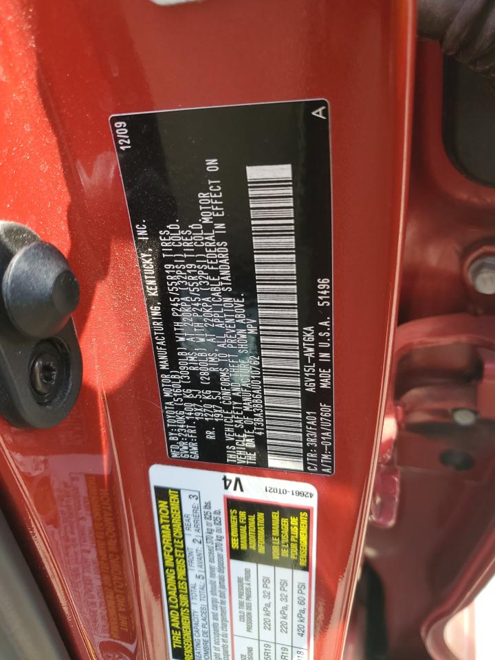 2010 Toyota Venza VIN: 4T3BA3BB6AU010762 Lot: 59502114