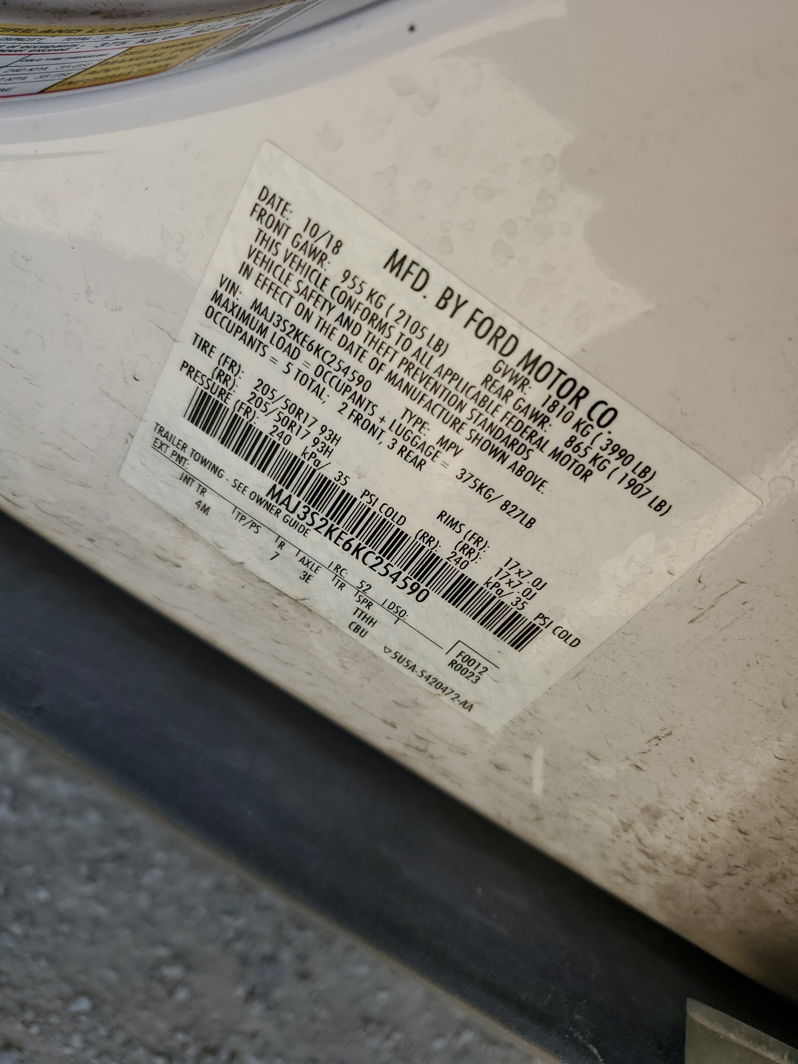 MAJ3S2KE6KC254590 2019 Ford Ecosport Titanium