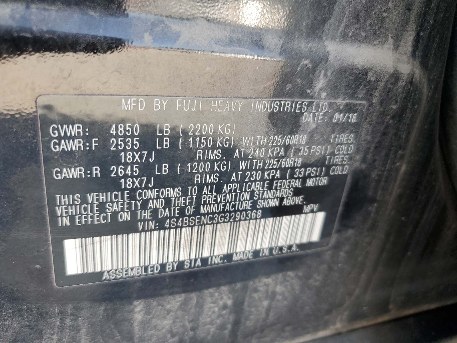 4S4BSENC3G3290368 2016 Subaru Outback 3.6R Limited