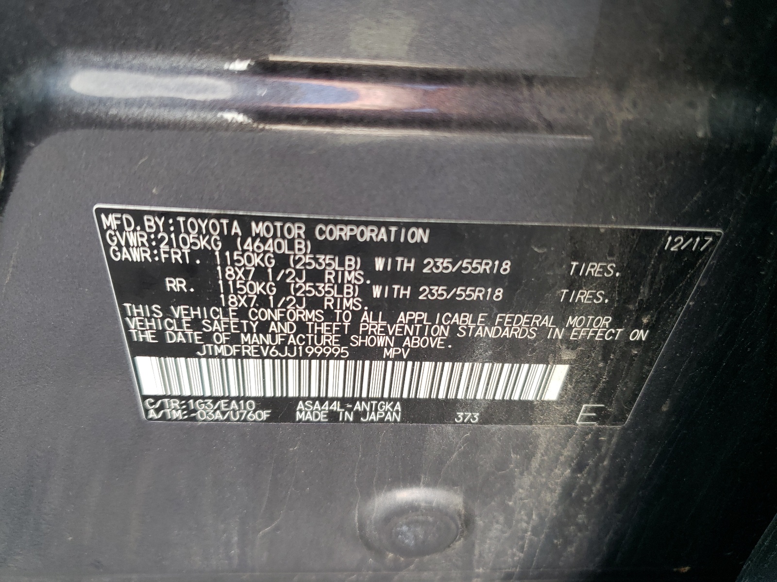 JTMDFREV6JJ199995 2018 Toyota Rav4 Limited