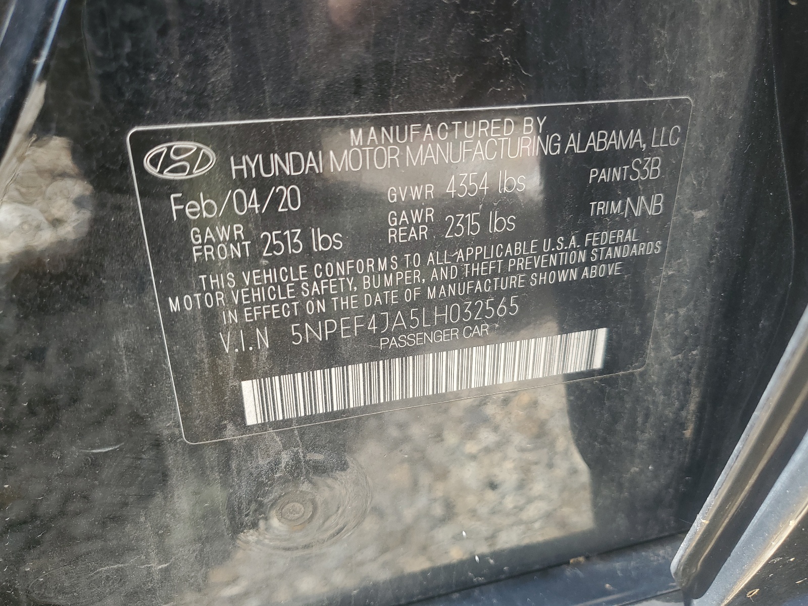 5NPEF4JA5LH032565 2020 Hyundai Sonata Sel