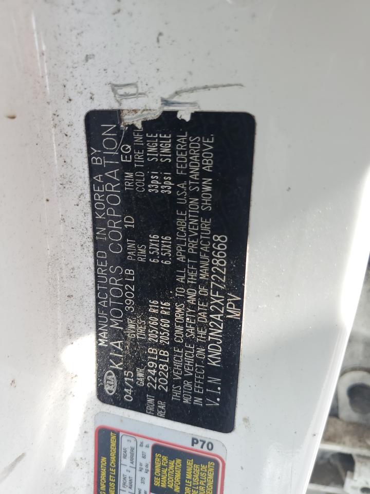 2015 Kia Soul VIN: KNDJN2A2XF7228668 Lot: 61315364