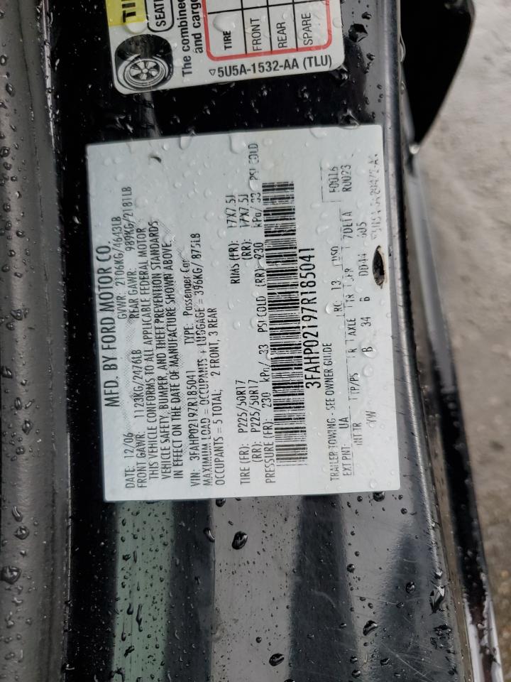 2007 Ford Fusion Sel VIN: 3FAHP02197R185041 Lot: 58613234