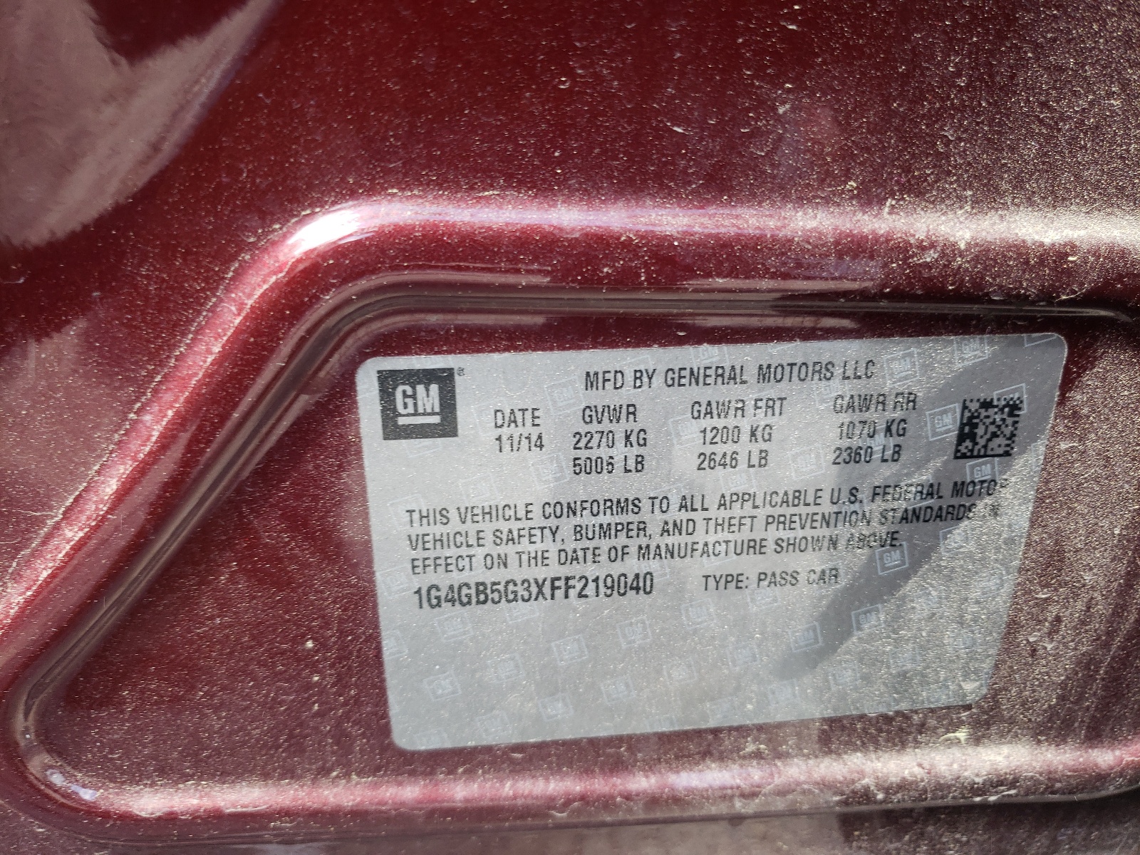 1G4GB5G3XFF219040 2015 Buick Lacrosse