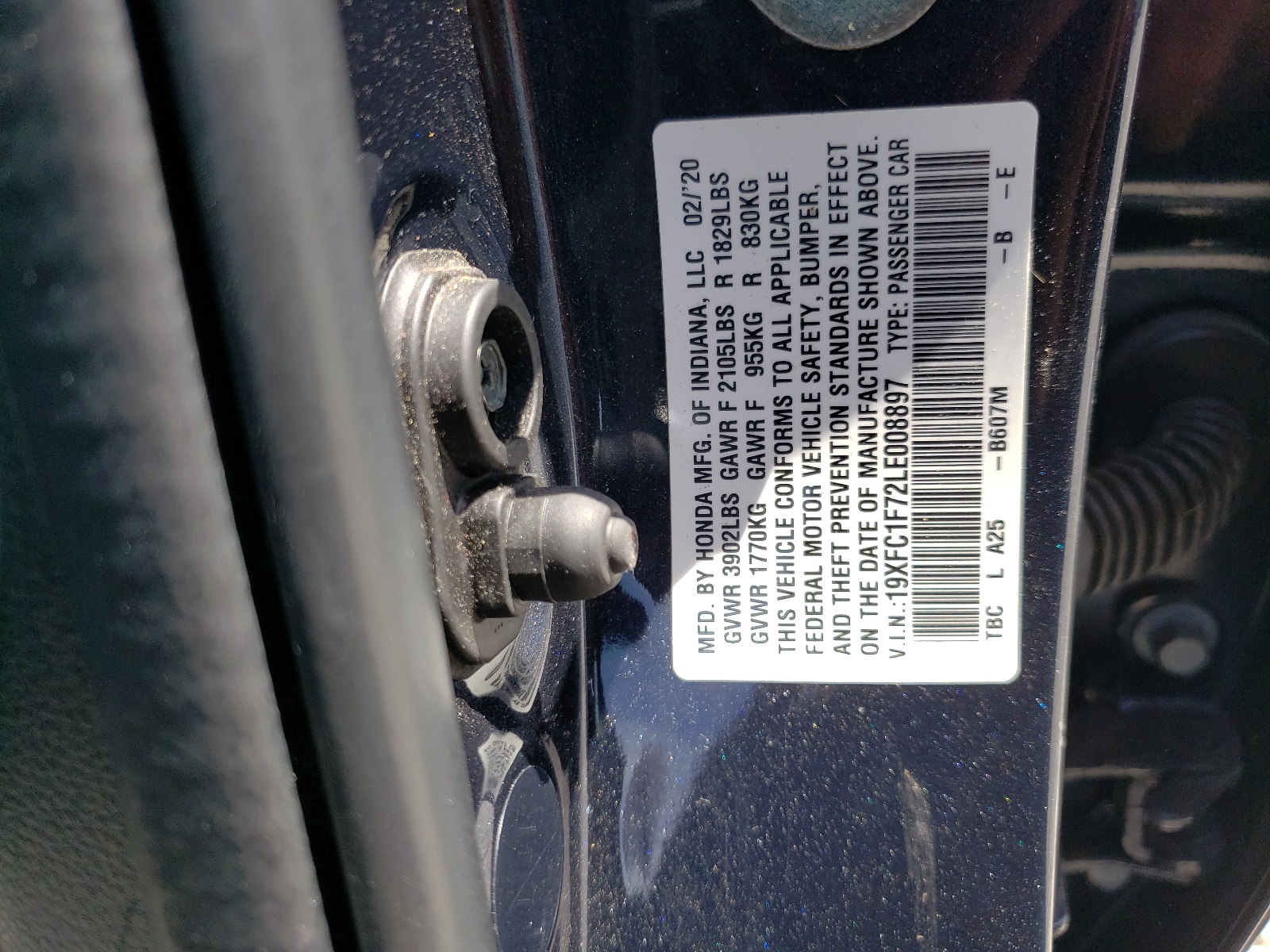 19XFC1F72LE008897 2020 Honda Civic Exl