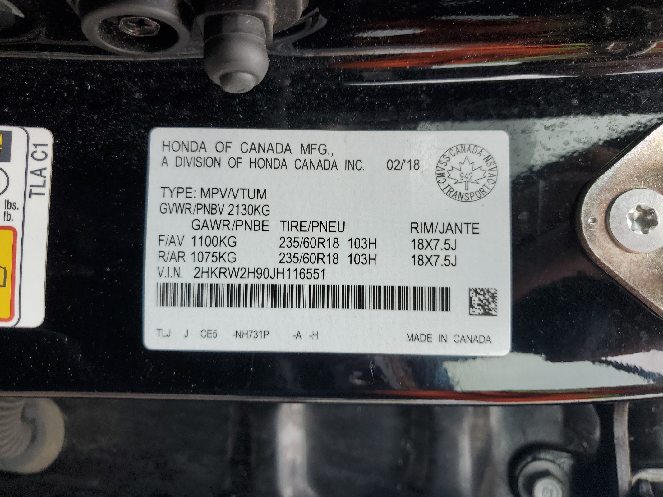 2HKRW2H90JH116551 2018 Honda Cr-V Touring