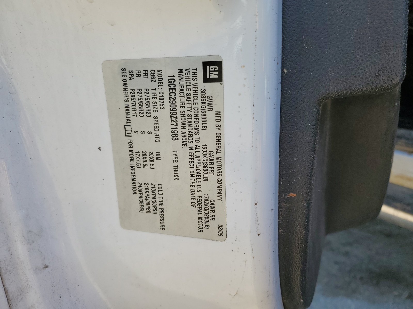 1GCEC29099Z271983 2009 Chevrolet Silverado C1500 Lt