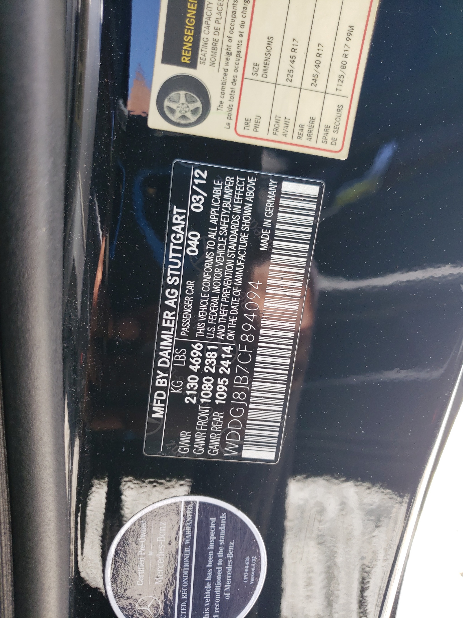 WDDGJ8JB7CF894094 2012 Mercedes-Benz C 350 4Matic