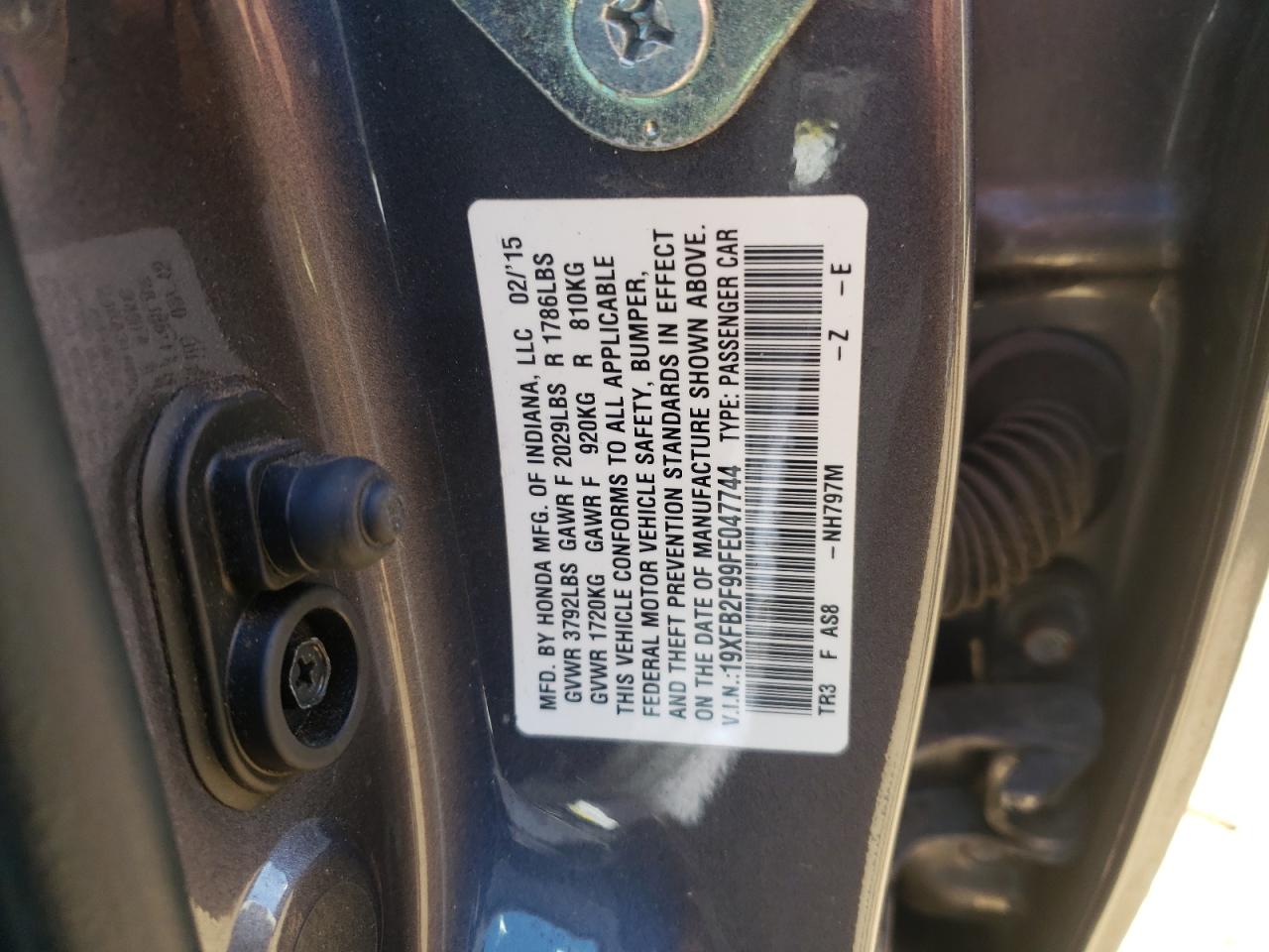 19XFB2F99FE047744 2015 Honda Civic Exl