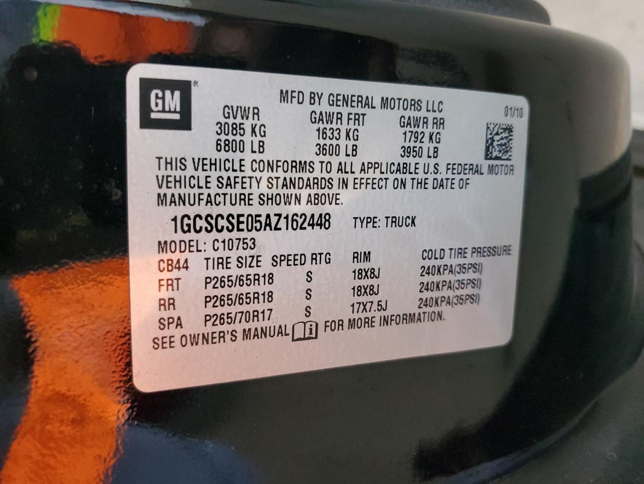 2010 Chevrolet Silverado C1500 Lt VIN: 1GCSCSE05AZ162448 Lot: 59778714