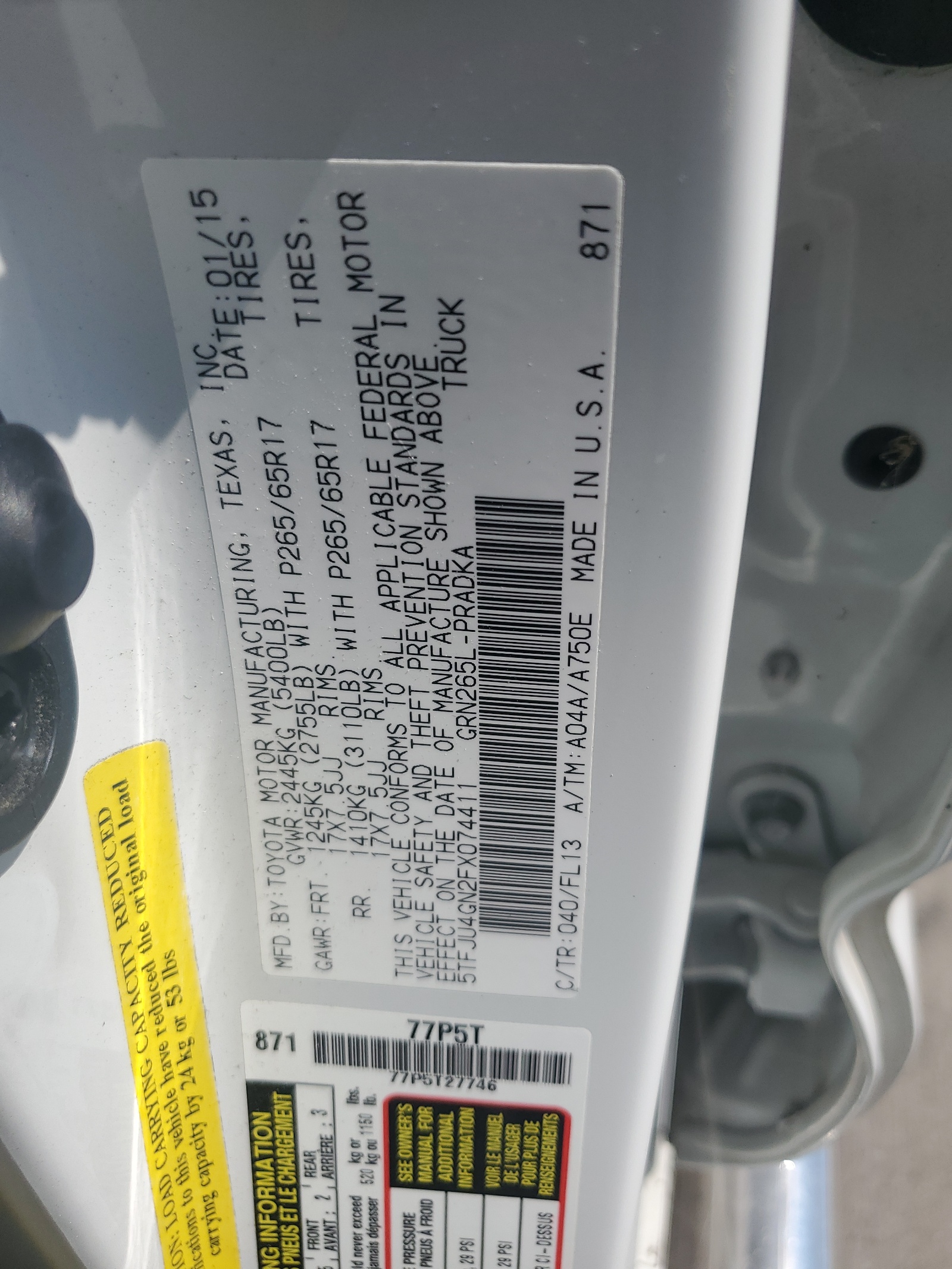 5TFJU4GN2FX074411 2015 Toyota Tacoma Double Cab Prerunner