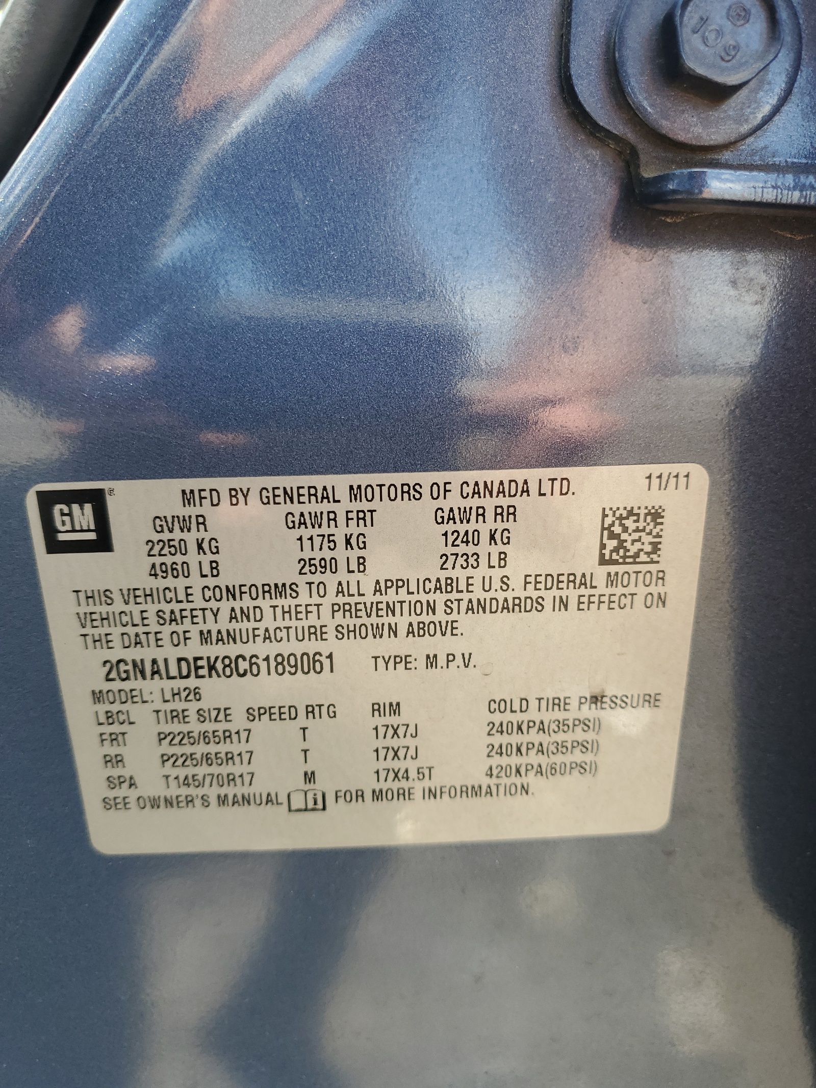 2GNALDEK8C6189061 2012 Chevrolet Equinox Lt