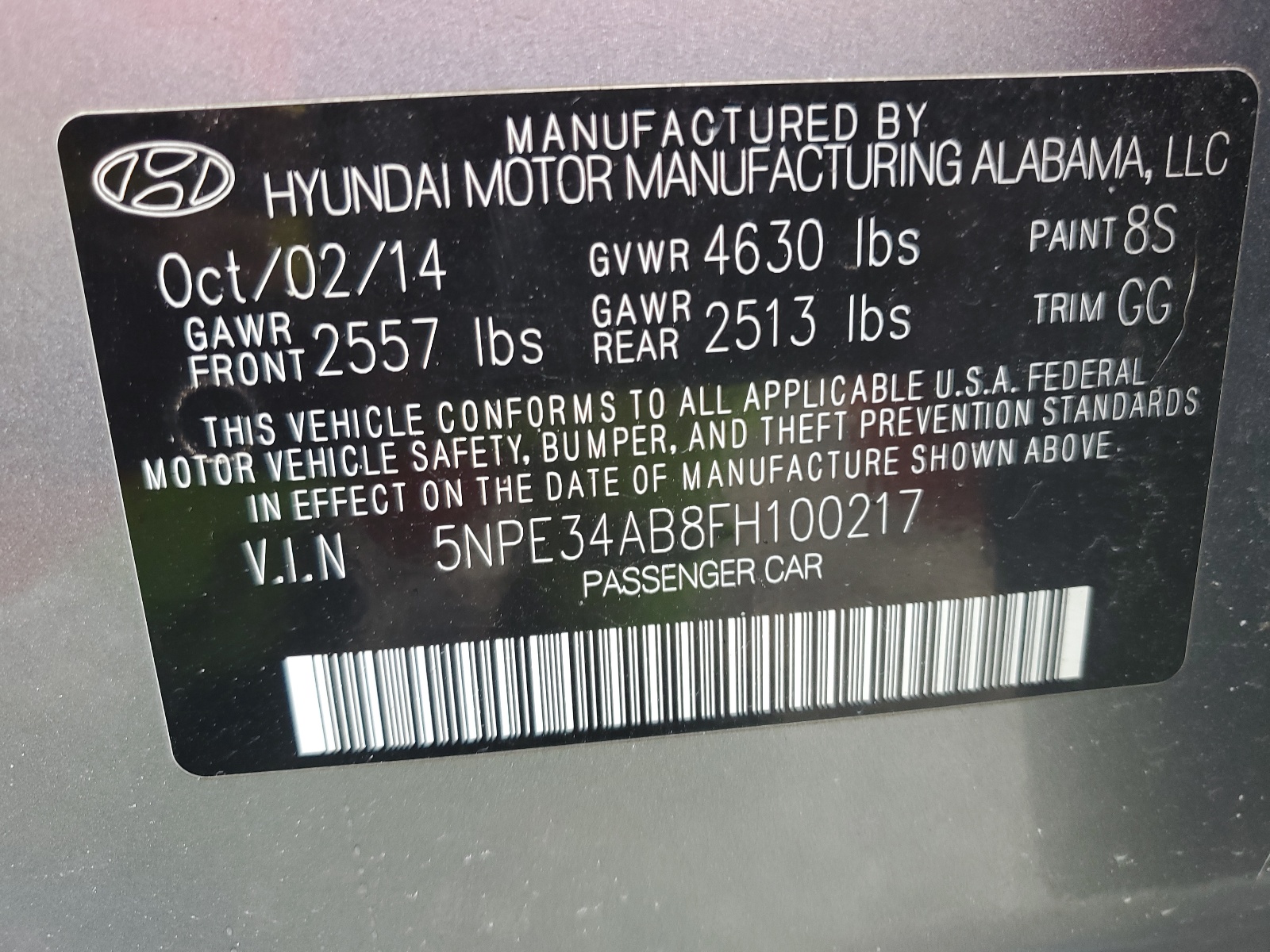 2015 Hyundai Sonata Sport vin: 5NPE34AB8FH100217