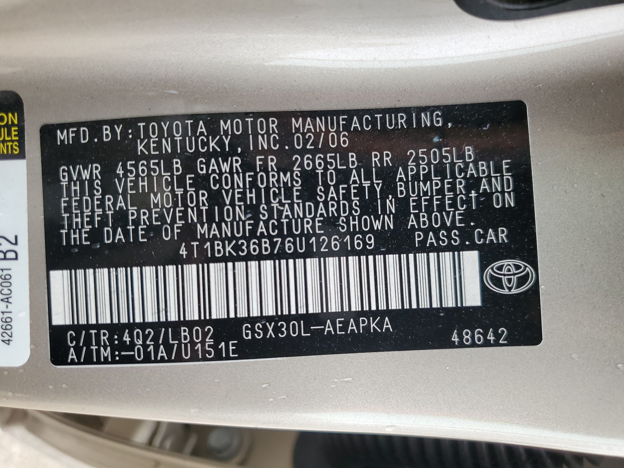 4T1BK36B76U126169 2006 Toyota Avalon Xl