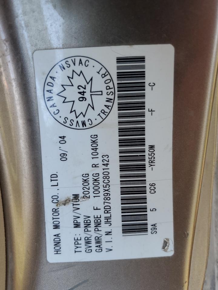 2005 Honda Cr-V Se VIN: JHLRD789X5C801423 Lot: 56002204