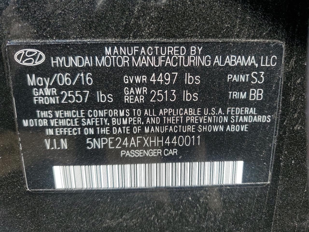 5NPE24AFXHH440011 2017 HYUNDAI SONATA - Image 12