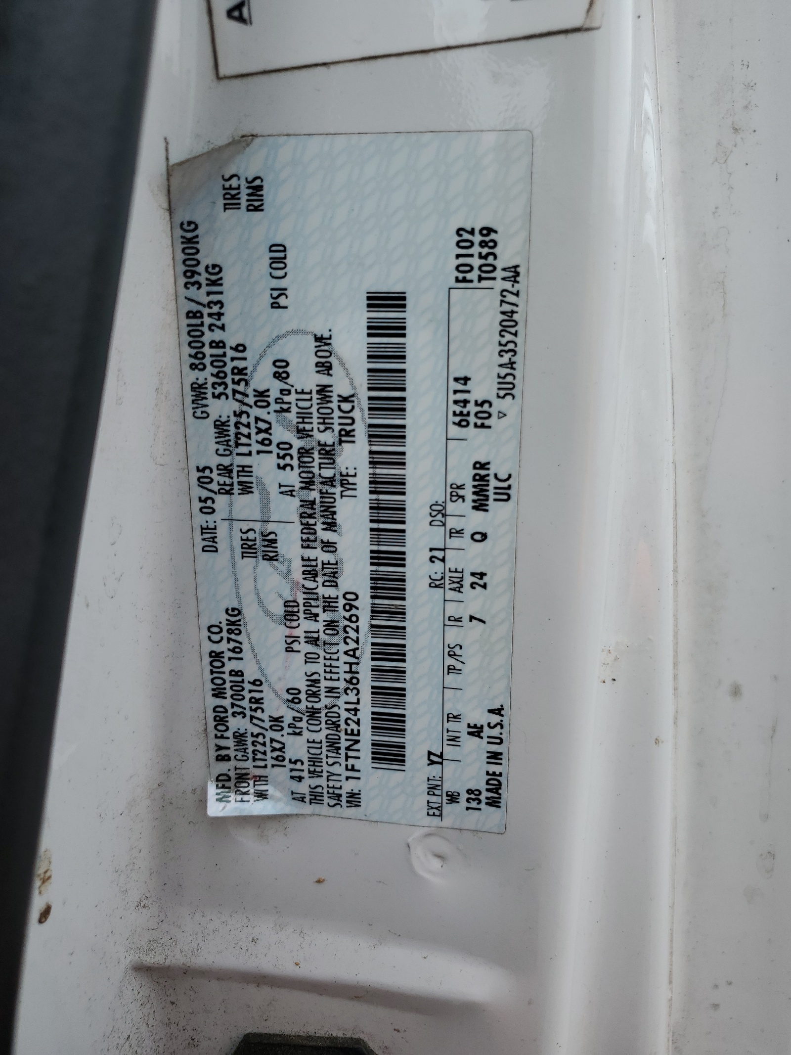 1FTNE24L36HA22690 2006 Ford Econoline E250 Van