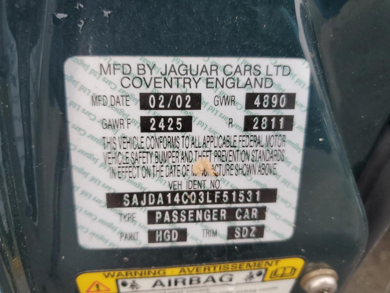 2003 Jaguar Xj8 VIN: SAJDA14C03LF51531 Lot: 57669824