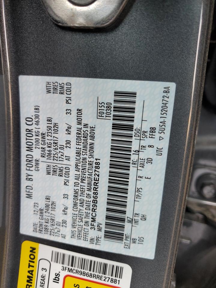 2024 Ford Bronco Sport Big Bend VIN: 3FMCR9B68RRE27881 Lot: 59317934