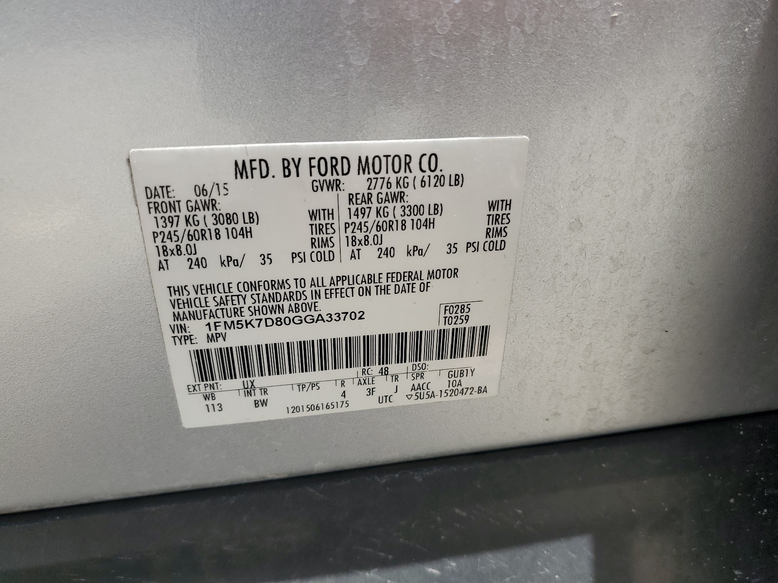 1FM5K7D80GGA33702 2016 Ford Explorer Xlt